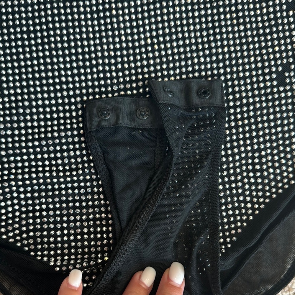 Zara Black & Silver rhinestone Bodysuit One Piece - Picture 5 of 8